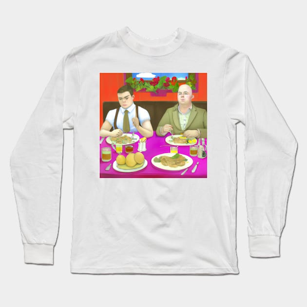 British Queer Couple Having Dinner Long Sleeve T-Shirt by JohnCorney